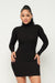 TURTLE NECK RIBBED MINI DRESS