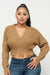 MOCHA BUBBLY SLEEVE DISTRESS SWEATER TOP