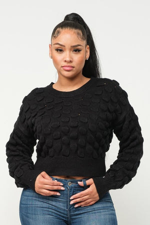 BLACK CHECKER SWEATER TOP