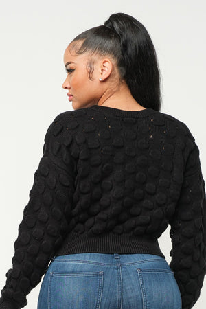 BLACK CHECKER SWEATER TOP