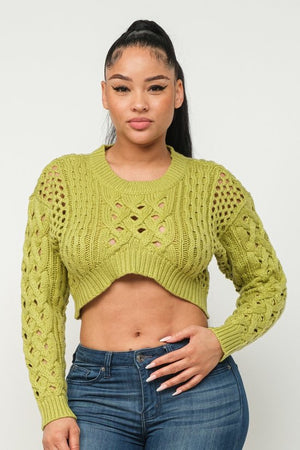 CABLE SWEATER CROP TOP