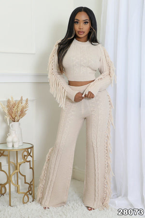 Crochet Knit 2 Piece Pants Set