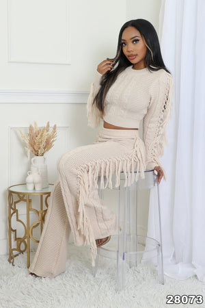 Crochet Knit 2 Piece Pants Set